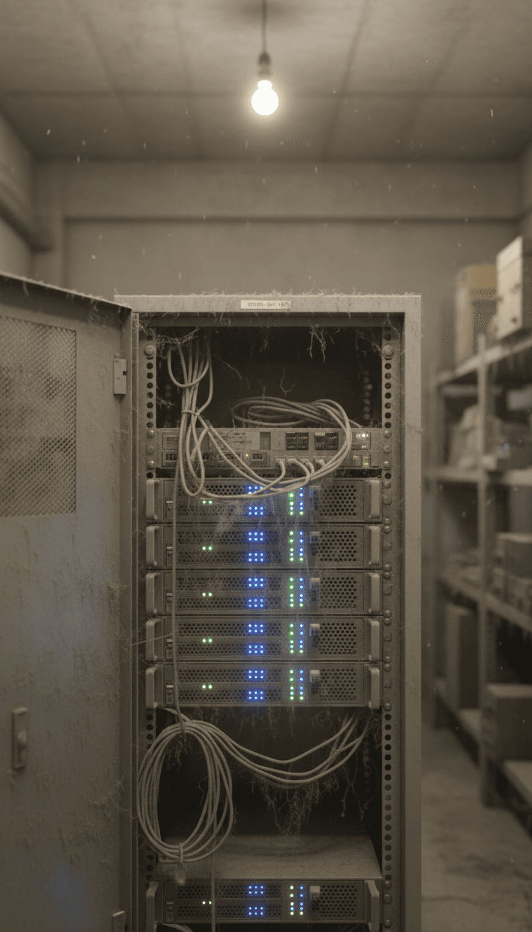 Detail of retired server rack