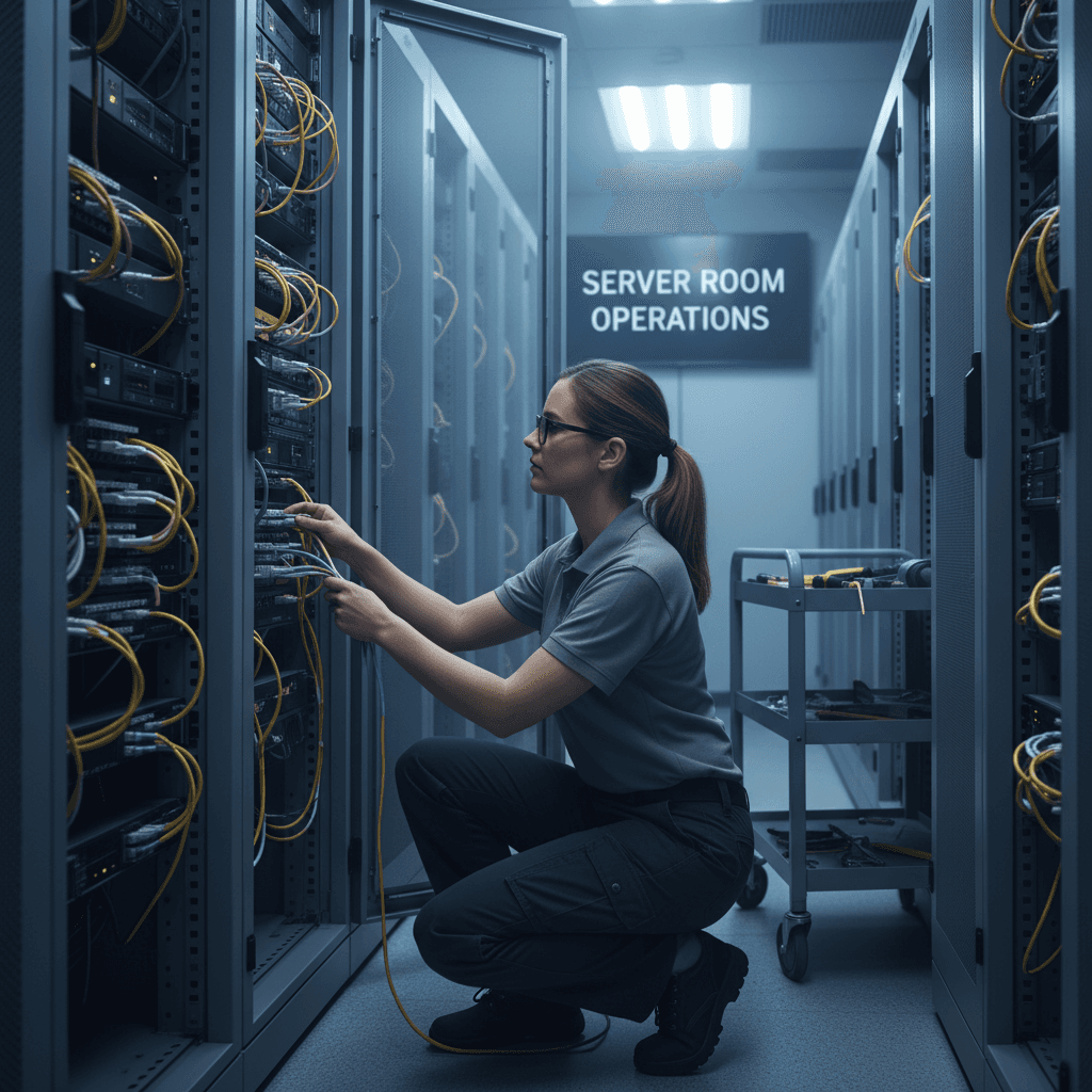 IT professional in server room